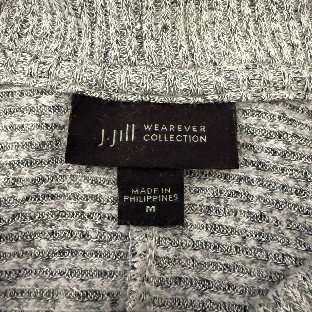 J Jill Wearever Sweater Top Womens Sz M Gray Turtleneck Ribbed Soft Stretch